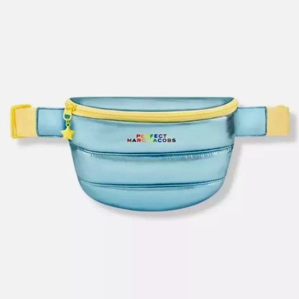 NWT MARC JACOBS Pride Perfect Blue Shiny Puffer Fanny Pack Belt Bag